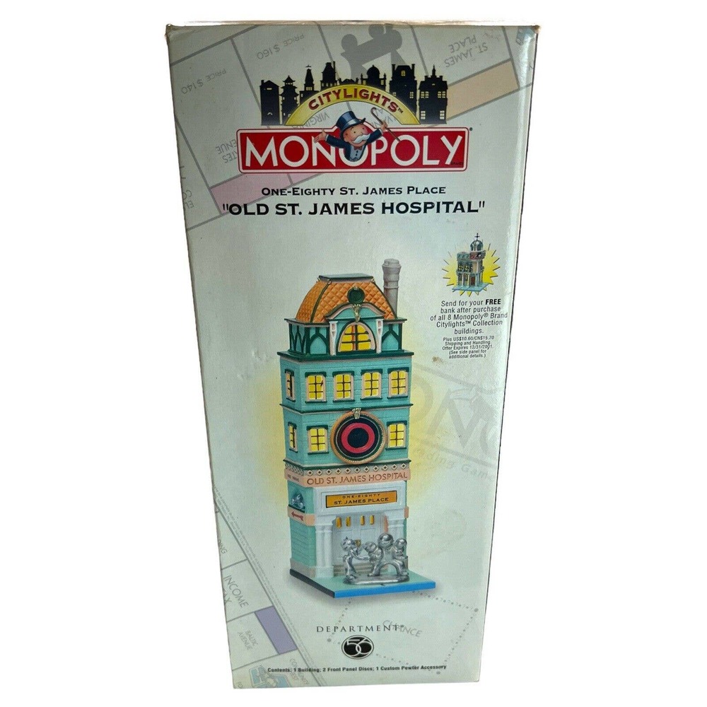 Dept 56 City Lights Monopoly Old St. James Hospital 180 St. James Place